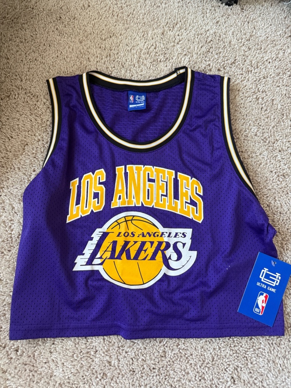 NBA Los Angeles Lakers Purple and Gold Crop Jersey